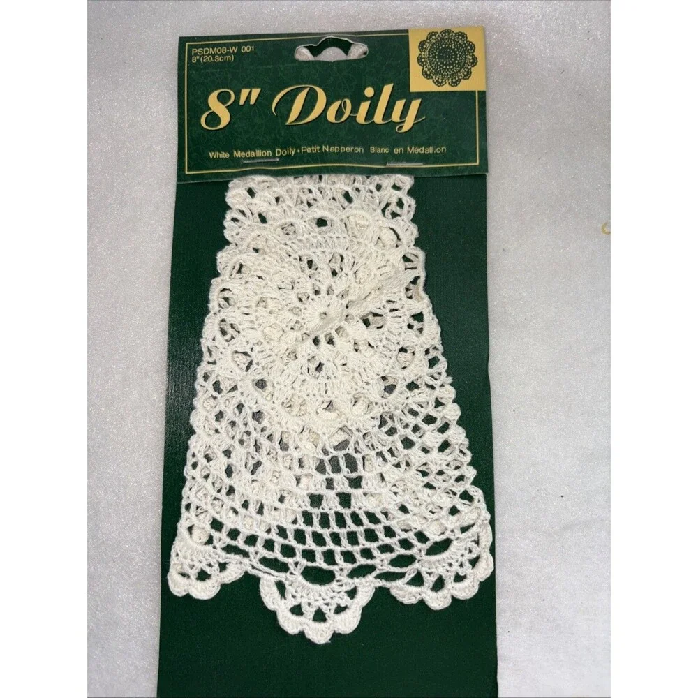 White Medallion Doily New In Package 8 Inches